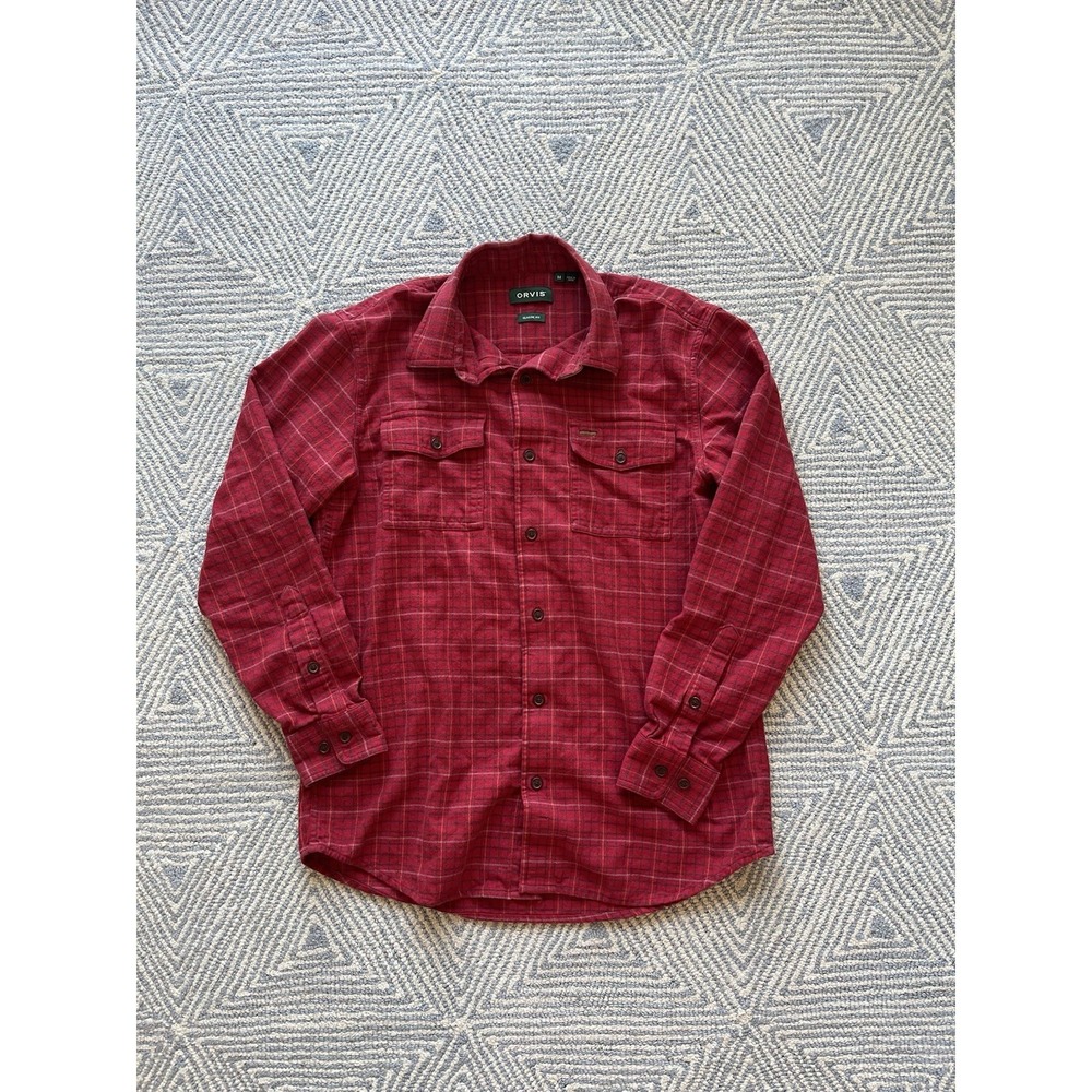 Orvis Fairbanks Flannel Long Sleeve Button Shirt - Red/Multicolor - Medium